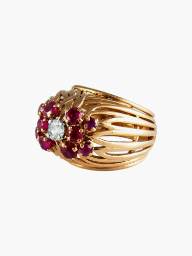 Bague 52 Bague Or, Platine Rubis et Diamant 58 Facettes