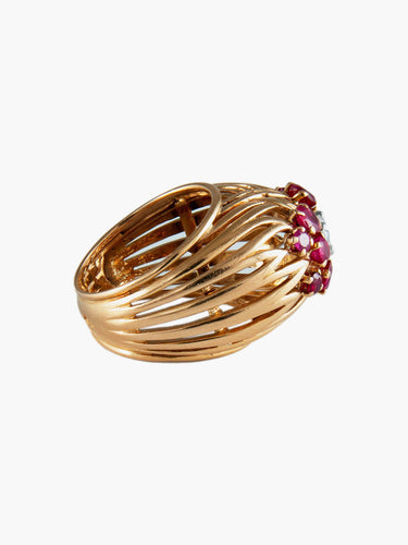 Bague 52 Bague Or, Platine Rubis et Diamant 58 Facettes