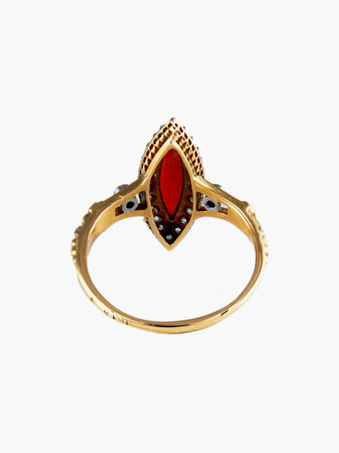 Bague 60 Bague Marquise Cornaline et Diamants 58 Facettes