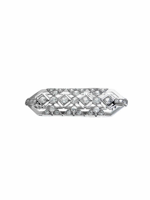 Broche Broche Style Art Déco Or, Platine et Diamants 58 Facettes