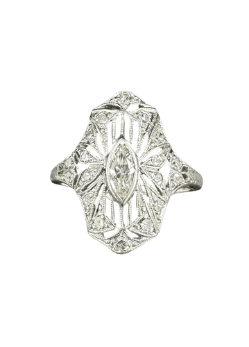 Bague 53 Bague Art-Deco en platine et diamants 58 Facettes