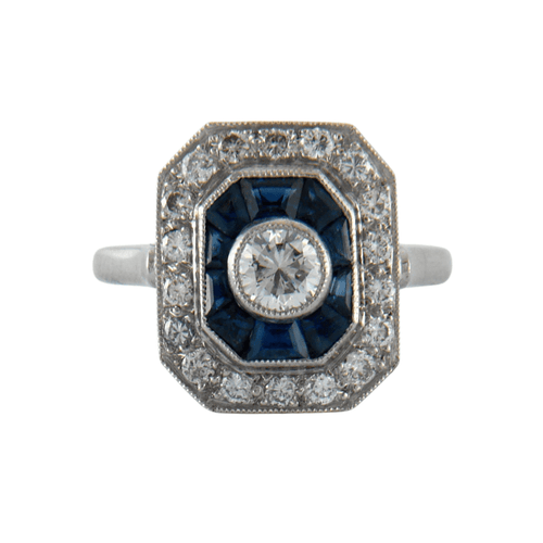 Bague 53 Bague style Art Déco Saphirs Diamants 58 Facettes