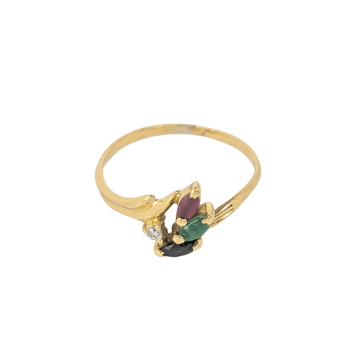 Bague Bague Florale Emeraude, rubis & saphirs 58 Facettes 25930
