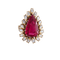 Bague 47 Bague Pierre rouge entourage 17 Diamants navettes 58 Facettes FM116