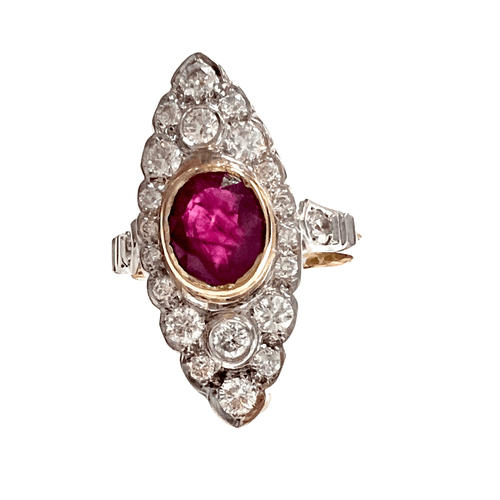 Bague BAGUE STYLE ART DÉCO RUBIS DIAMANTS 58 Facettes Q887A