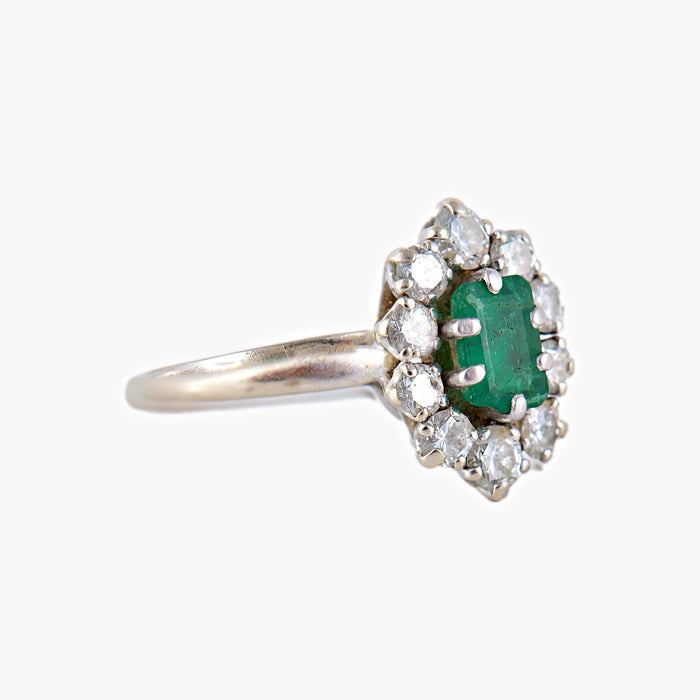 Bague 47 Bague Marguerite Emeraude et diamants 58 Facettes