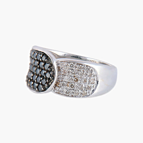 Bague 58 Bague Diamants noirs et blancs 58 Facettes