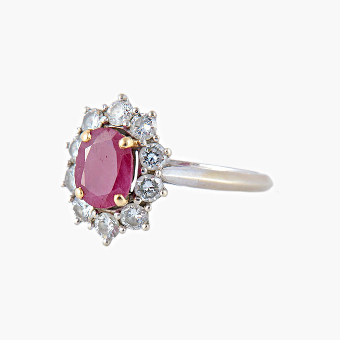 Bague 54 Bague Marguerite Rubis et Diamants 58 Facettes