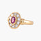 Bague 54 Bague Style Marguerite Rubis Diamants 58 Facettes