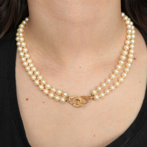 Collier Collier Perles Double rang 58 Facettes