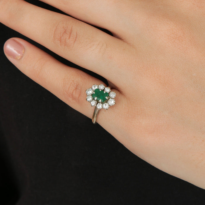 Bague 47 Bague Marguerite Emeraude et diamants 58 Facettes