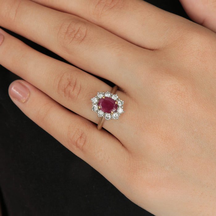 Bague 54 Bague Marguerite Rubis et Diamants 58 Facettes