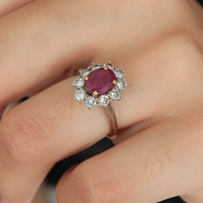 Bague 54 Bague Marguerite Rubis et Diamants 58 Facettes