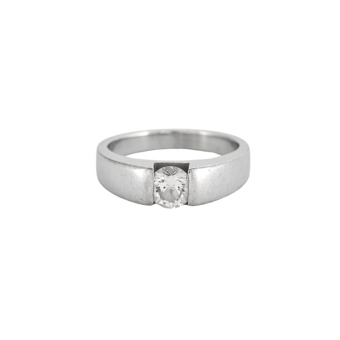 Bague 51 Bague Solitaire Or blanc Diamant 0.60ct 58 Facettes 240035