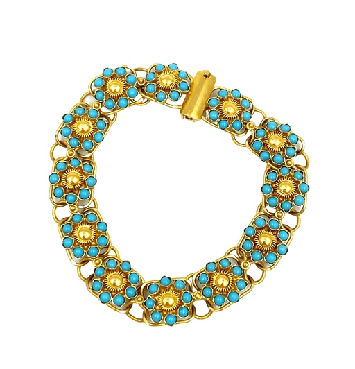 Bracelet Bracelet ethnique en or jaune et turquoises 58 Facettes