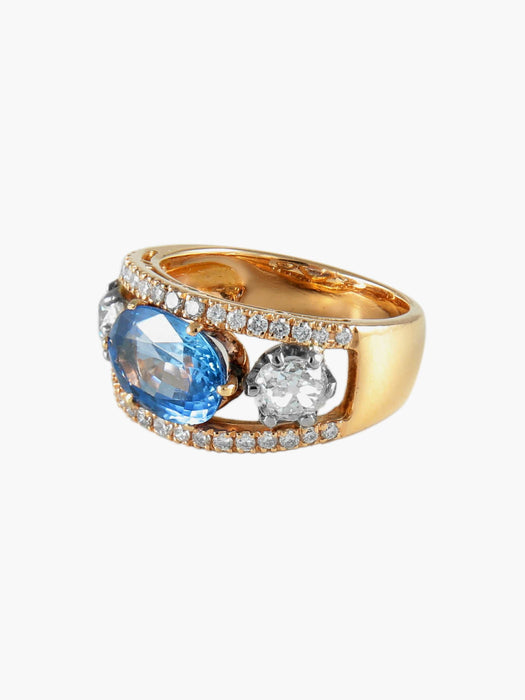 Bague Bague Saphir de Ceylan Diamants 58 Facettes