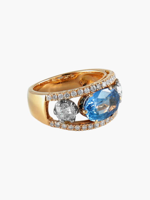 Bague Bague Saphir de Ceylan Diamants 58 Facettes