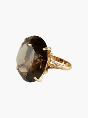 Bague 53 Bague Quartz fumé rond 58 Facettes