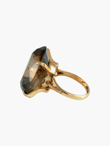 Bague 53 Bague Quartz fumé rond 58 Facettes