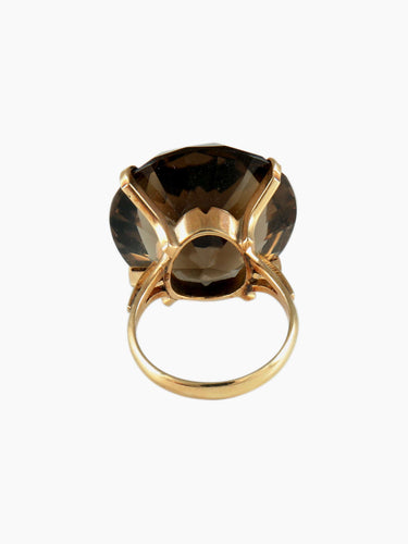 Bague 53 Bague Quartz fumé rond 58 Facettes