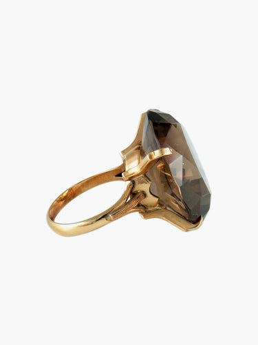 Bague 53 Bague Quartz fumé rond 58 Facettes