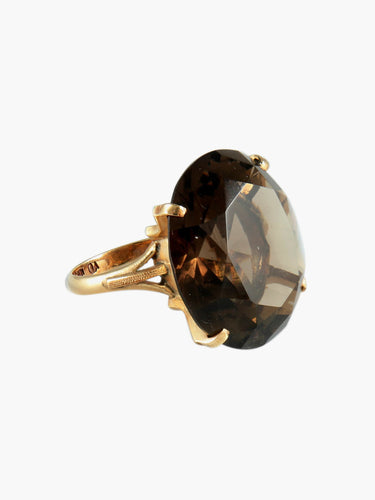 Bague 53 Bague Quartz fumé rond 58 Facettes