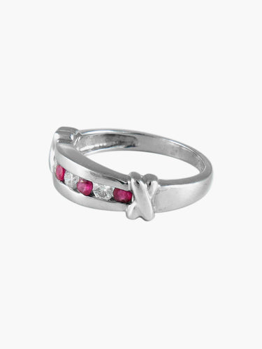 Bague 52 Bague Barrette Rubis Diamants 58 Facettes