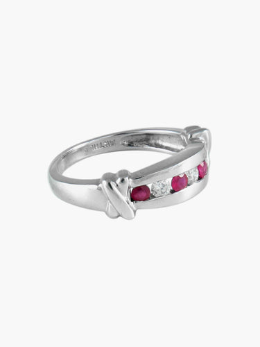 Bague 52 Bague Barrette Rubis Diamants 58 Facettes