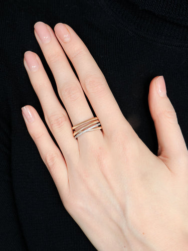 Bague 52.5 Bague 4 anneaux Or rose Diamants 58 Facettes