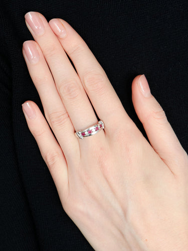 Bague 52 Bague Barrette Rubis Diamants 58 Facettes