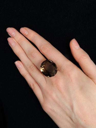 Bague 53 Bague Quartz fumé rond 58 Facettes