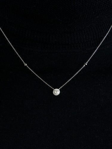 Collier Pendentif Solitaire or blanc Diamants 58 Facettes
