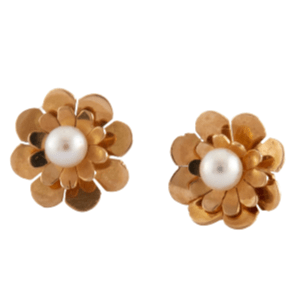 Boucles d'oreilles Paire de boucles d'oreilles fleurs, perle blanche 58 Facettes