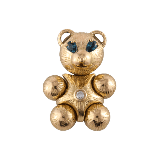 Pendentif Pendentif Ourson articulé Diamants et Saphirs 58 Facettes