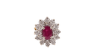 Ring Double entourage ring in white and yellow gold, rubies and diamonds 58 Facettes 31150