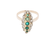 Bague 53 Bague marquise ancienne, émeraudes et diamants 58 Facettes