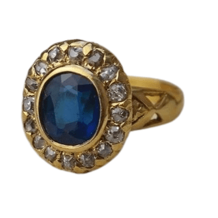 Bague Marguerite Diamants et verre bleu 58 Facettes Ref1827