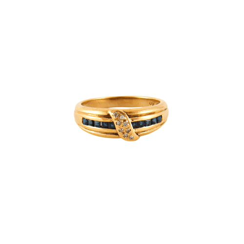 Bague Bague en Or jaune, diamants & saphirs 58 Facettes