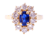 Ring 53-54 Yellow gold sapphire and diamond ring 58 Facettes FA-4