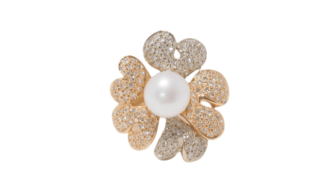Bague 54 Bague Fleur diamants & perle de culture 58 Facettes 32274