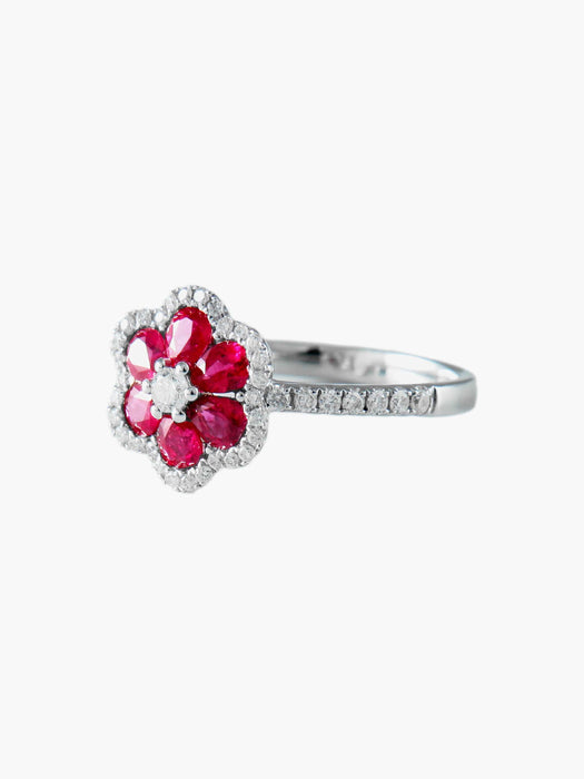 Bague Bague Fleur Rubis 58 Facettes