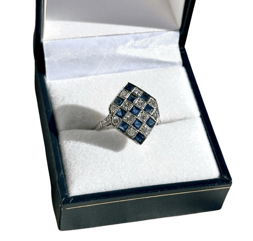 Bague Bague style art déco platine diamants saphirs 58 Facettes