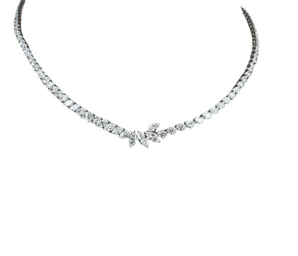 collier Collier tennis marquises et poires or blanc 58 Facettes N384