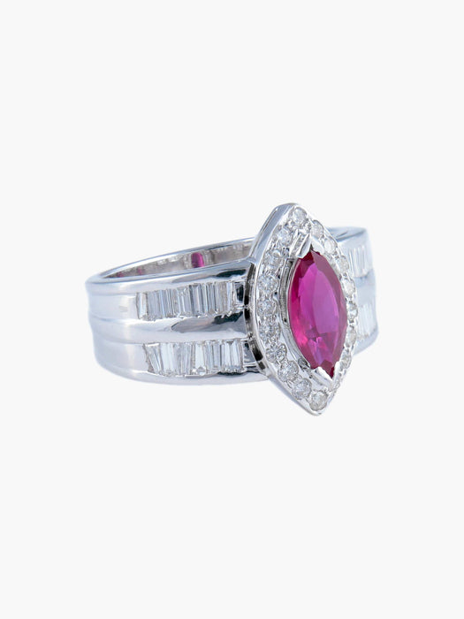 Bague 52 Bague Marquise Rubis Diamants 58 Facettes