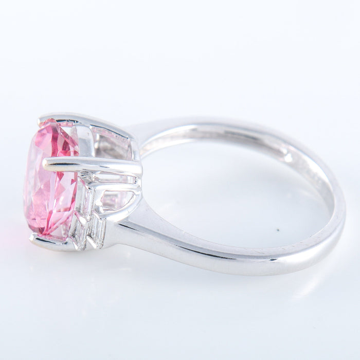 Bague 51 Bague Tourmaline rose Diamants baguette 58 Facettes 1