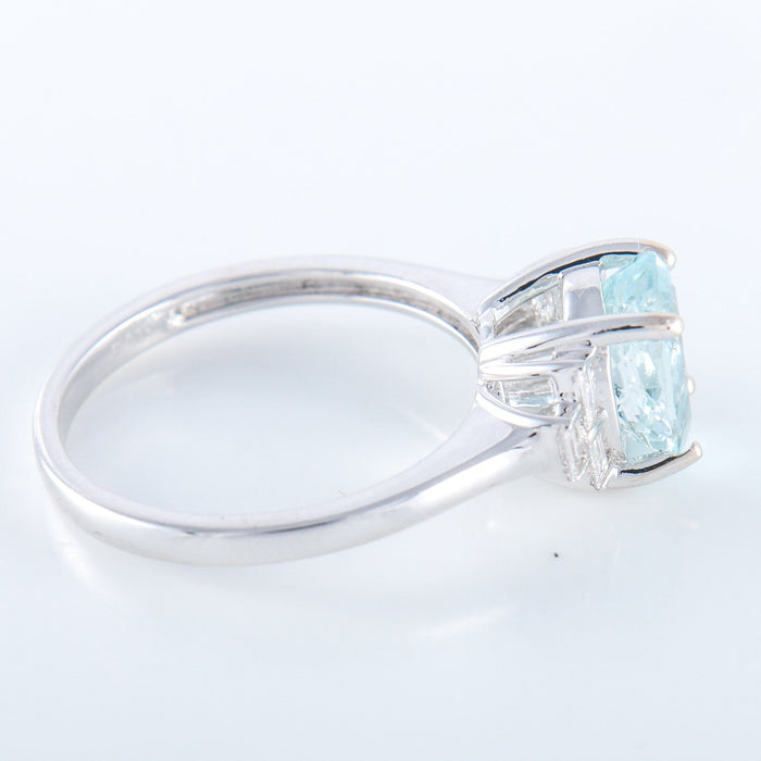 Bague 51 Bague Aigue-marine Diamants baguette 58 Facettes 1