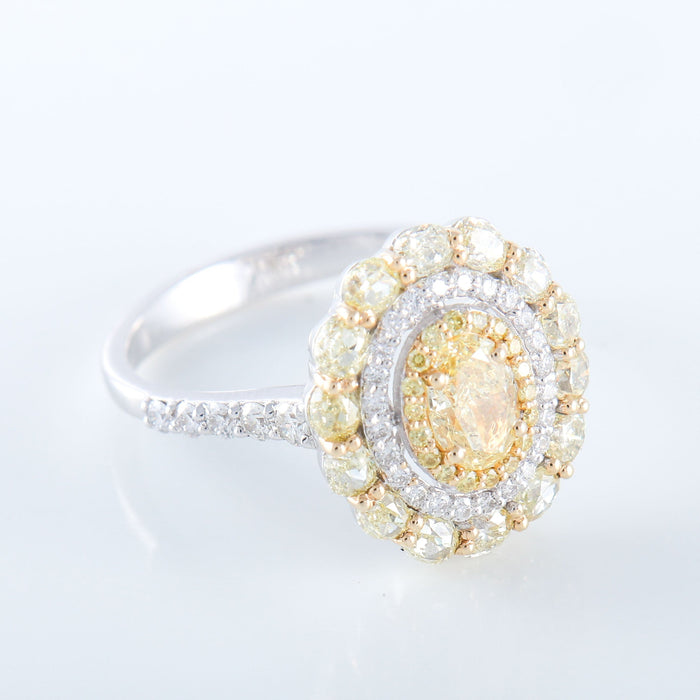 Bague 52 Bague style Marguerite Diamant jaune et diamants 58 Facettes 1