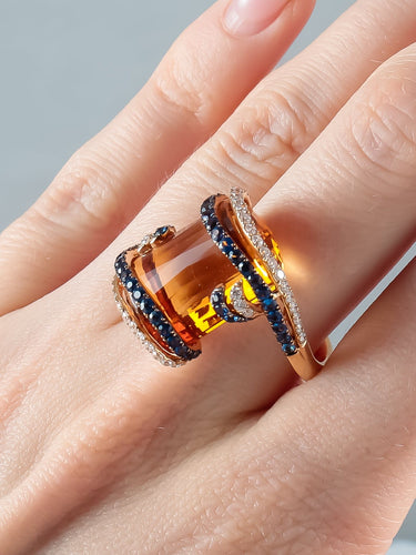 Bague 52 Bague Citrine miel 58 Facettes