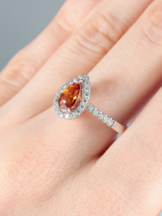 Bague 52 Bague Tourmaline orange Diamants 58 Facettes