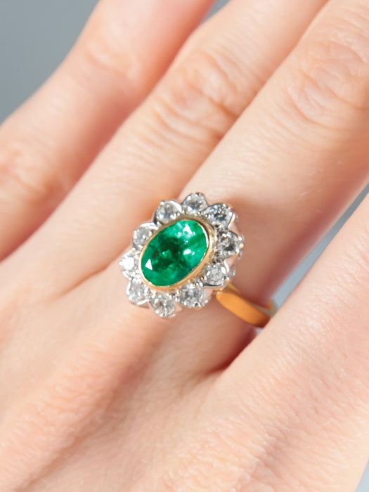 Bague 52 Bague Marguerite Emeraude et Diamants 58 Facettes